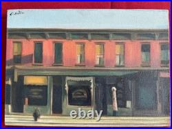 EDWARD HOPPER oil painting on canvas, vtg stamped signed