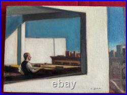 EDWARD HOPPER oil painting on canvas, vtg stamped signed