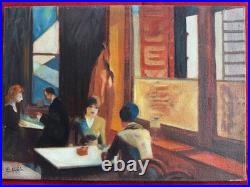 EDWARD HOPPER oil painting on canvas, vtg stamped signed