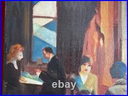 EDWARD HOPPER oil painting on canvas, vtg stamped signed