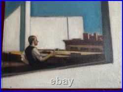 EDWARD HOPPER oil painting on canvas, vtg stamped signed
