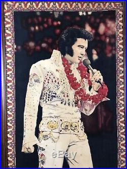 ENORMOUS Elvis Presley Hawaii Jumpsuit Velvet Painting/Portrait 56x38 Vintage