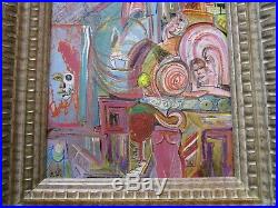 E. W Signed Painting Abstract Expressionism Pop Surrealism Nude Modernist Vintage