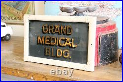 Early C20th Vtg Antique Reverse Painted Glass 18 Medical Hospital Doctor Sign
