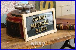 Early C20th Vtg Antique Reverse Painted Glass 18 Medical Hospital Doctor Sign