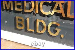 Early C20th Vtg Antique Reverse Painted Glass 18 Medical Hospital Doctor Sign