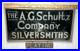 Early Original A G Schultz Co. Silver Reverse Painted Advertising Display Sign