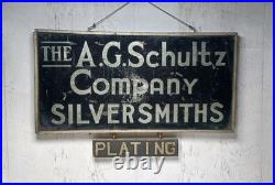 Early Original A G Schultz Co. Silver Reverse Painted Advertising Display Sign Early Original A G Schultz Co. Silver Reverse Painted Advertising Display Sign