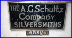 Early Original A G Schultz Co. Silver Reverse Painted Advertising Display Sign