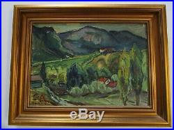 Edmond Wingen Painting Antique Vintage Impressionism Rolling Hills Landscape Mod