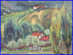 Edmond Wingen Painting Antique Vintage Impressionism Rolling Hills Landscape Mod