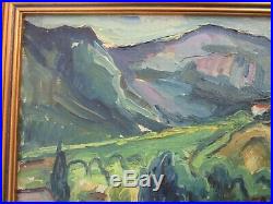 Edmond Wingen Painting Antique Vintage Impressionism Rolling Hills Landscape Mod