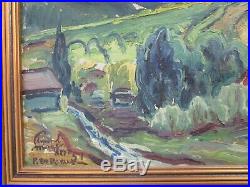 Edmond Wingen Painting Antique Vintage Impressionism Rolling Hills Landscape Mod