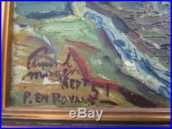 Edmond Wingen Painting Antique Vintage Impressionism Rolling Hills Landscape Mod