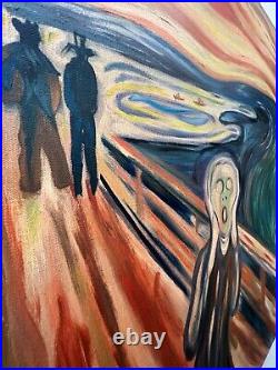 Edvard Munch, handmade oil on canvas, signed, (Unframed) 50x70 vtg art