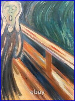 Edvard Munch, handmade oil on canvas, signed, (Unframed) 50x70 vtg art