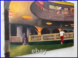 Edward Hopper, handmade oil on canvas, signed, (Unframed) 50x70 cm vtg art