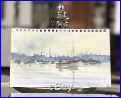 Edward Seago Original Watercolour Rare Signed Vintage Harbour Landscape