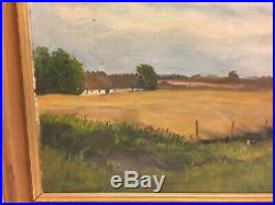 Enevoldsen 3/8-1948 Danish Farm Landscape Canvas Oil Painting 55 x 74 cm