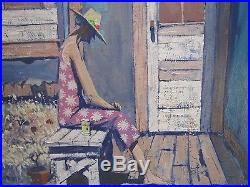 Epperson Signed Painting Urban Modernist Home Woman With Hat And Coors Vintage