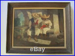 Estarr Signed Oil Painting Vintage Mexico Figures With Chickens Old Mission