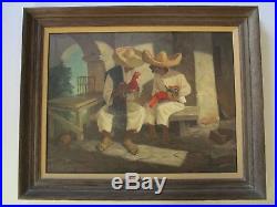Estarr Signed Oil Painting Vintage Mexico Figures With Chickens Old Mission