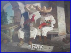 Estarr Signed Oil Painting Vintage Mexico Figures With Chickens Old Mission