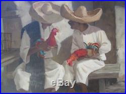 Estarr Signed Oil Painting Vintage Mexico Figures With Chickens Old Mission