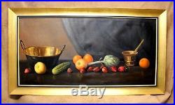 Estate Found Vintage Oil Painting on Canvas Fruits on Table Signed F. Antonio