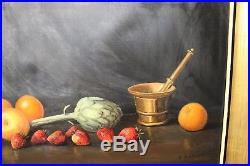 Estate Found Vintage Oil Painting on Canvas Fruits on Table Signed F. Antonio