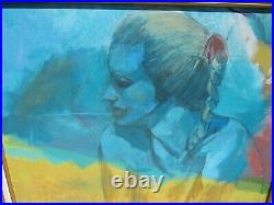 Exceptional Large Vintage Signed Modernist Acrylic Painting