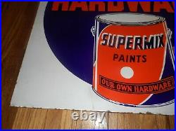 FANTASTIC Vintage 2-Sided Porcelain OUR OWN HARDWARE ADVERTISING PAINT SIGN