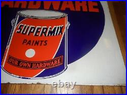 FANTASTIC Vintage 2-Sided Porcelain OUR OWN HARDWARE ADVERTISING PAINT SIGN