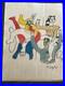 FERNAND LEGER drawing and painting on old paper signed stamped vintage
