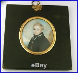 FINE PORTRAIT MINIATURE OF YOUNG NAVAL OFFICER signed by W S Lethbridge C1810