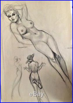 FOREVER Nude ORIGINAL DEMARTINI PIN-UP DRAWING Pinup VINTAGE ROMANCE Vargas 60's