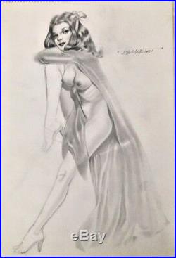 FOREVER Nude ORIGINAL DEMARTINI PIN-UP DRAWING Pinup VINTAGE ROMANCE Vargas 60's