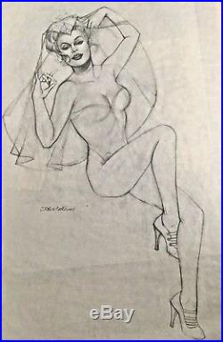 FOREVER Nude ORIGINAL DEMARTINI PIN-UP DRAWING Pinup VINTAGE ROMANCE Vargas 60's