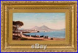 FRANK HENRY SHAPLEIGH Mid-19th Century ANTIQUE VINTAGE ART OIL PAINTING NAPLES