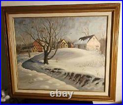 FREE SHIP SALE Kittery Maine1962 vintage Snow Landscape signed L. AVERY framed