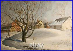 FREE SHIP SALE Kittery Maine1962 vintage Snow Landscape signed L. AVERY framed