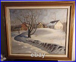 FREE SHIP SALE Kittery Maine1962 vintage Snow Landscape signed L. AVERY framed