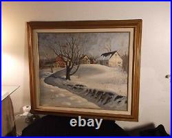 FREE SHIP SALE Kittery Maine1962 vintage Snow Landscape signed L. AVERY framed