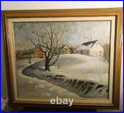 FREE SHIP SALE Kittery Maine1962 vintage Snow Landscape signed L. AVERY framed