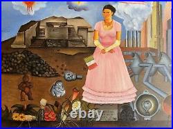FRIDA KAHLO Oil on Canvas Painting, signed and stamped (50X70 cm) vintage art