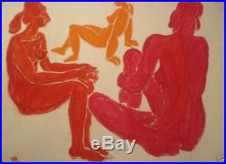 Female Nude Vintage Russian Soviet Signed Modernist Abstract Original Watercolor