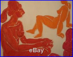 Female Nude Vintage Russian Soviet Signed Modernist Abstract Original Watercolor
