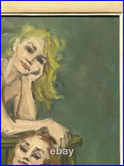 Female Portrait Nude Original Vintage Oil Painting Hand Made, Signed