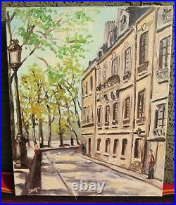 Fine Vintage MID Century Modernist Signed French Cityscape Oil Painting 30s 40s