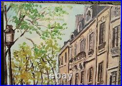 Fine Vintage MID Century Modernist Signed French Cityscape Oil Painting 30s 40s